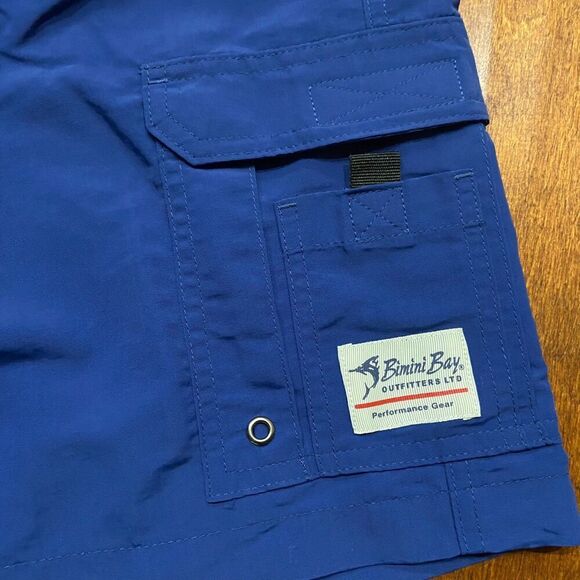 Bimini Bay Performance Outdoors Fishing Navy Blue Nylon Shorts Men's Size Medium - Picture 2 of 7
